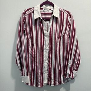 Cute Burgundy and Gray Striped Shirt
